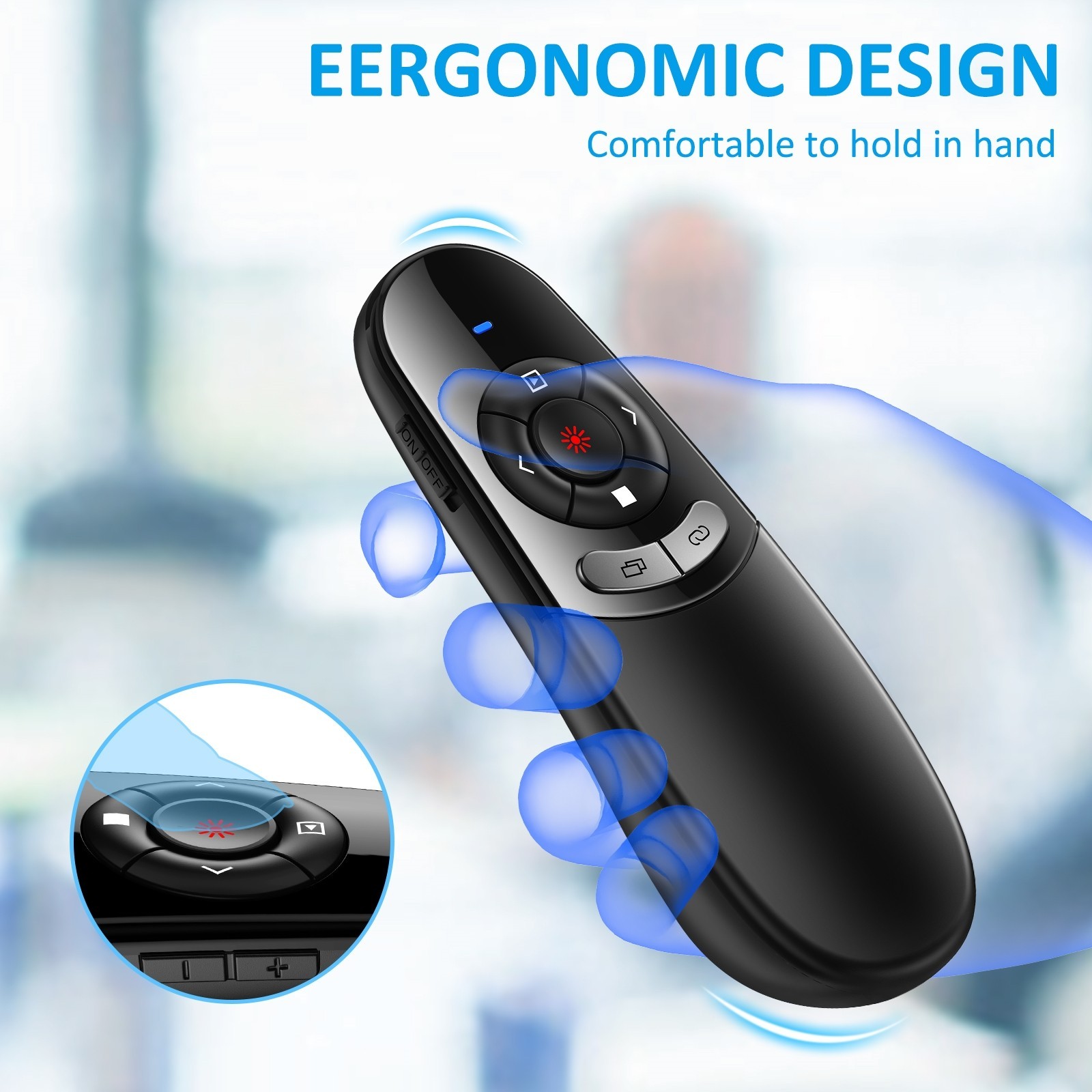 2.4GHz USB Wireless Presenter PPT Remote Laser Pointer For Laptop Mac,Computer