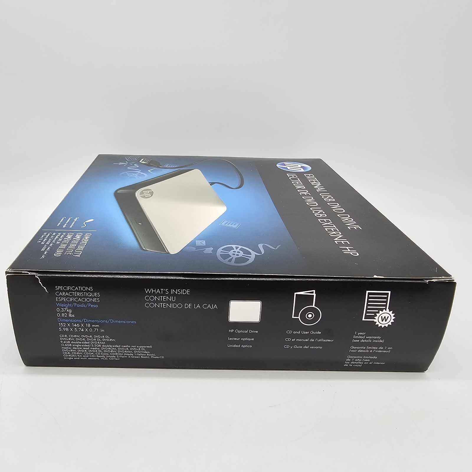 HP HSTNN-ID06 External Optical Disk Drive SuperMulti 8x DVD+R/RW DL Dual Layer