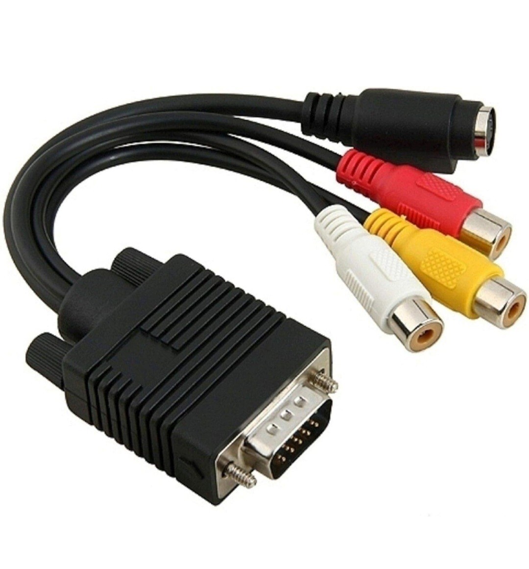 Audio Jack Adapter VGA SVGA to S-Video 3 RCA AV Adapter Converter Cable