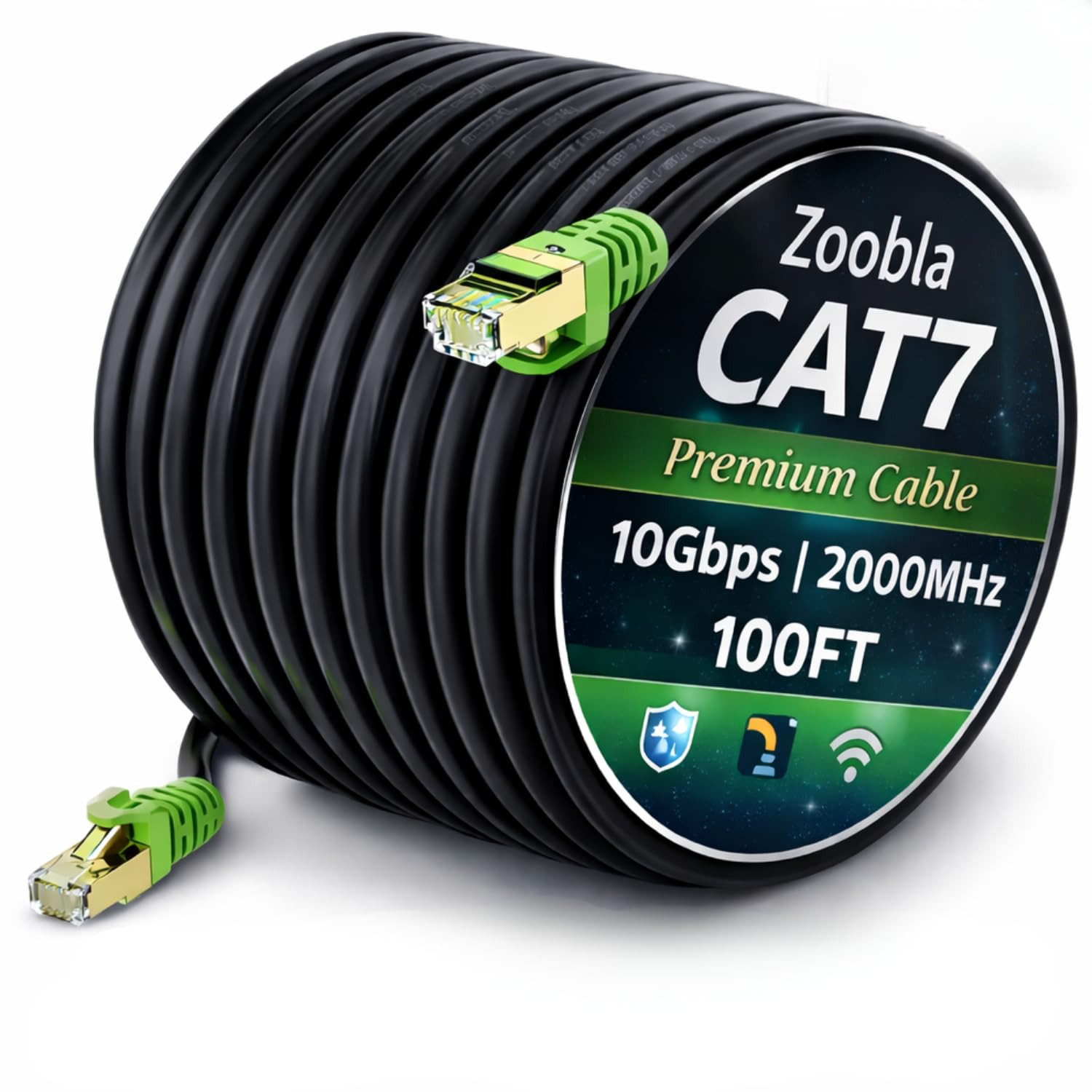 Cat7 SFTP Ethernet Patch Cord 75Ft – 100% Pure Copper LAN Cable, Double Shielded