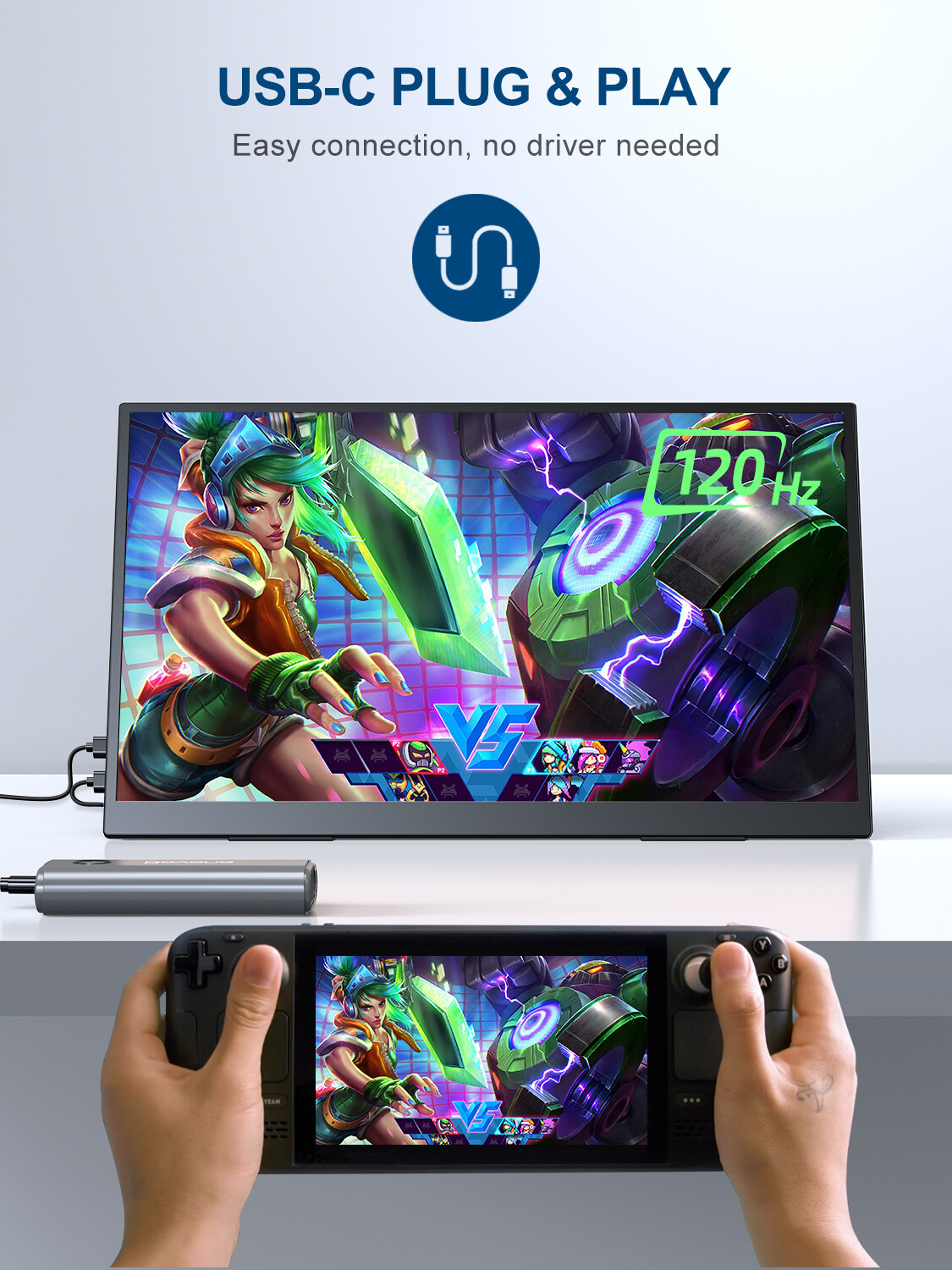 UPERFECT 16″ 2K Portable Monitor Freestanding Monitor Display Screen w/Bracket