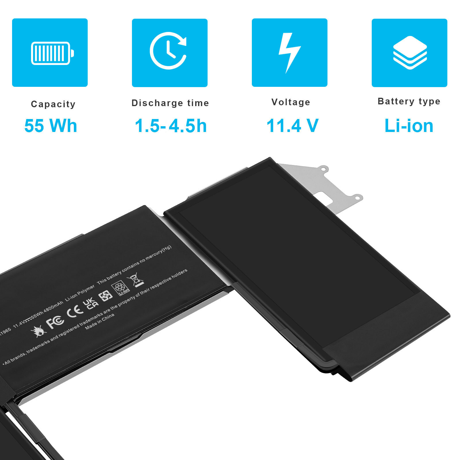 Replace A1965 Battery For Macbook Air 13”A1932 2018 2019 A2179 2020 EMC 3302 US