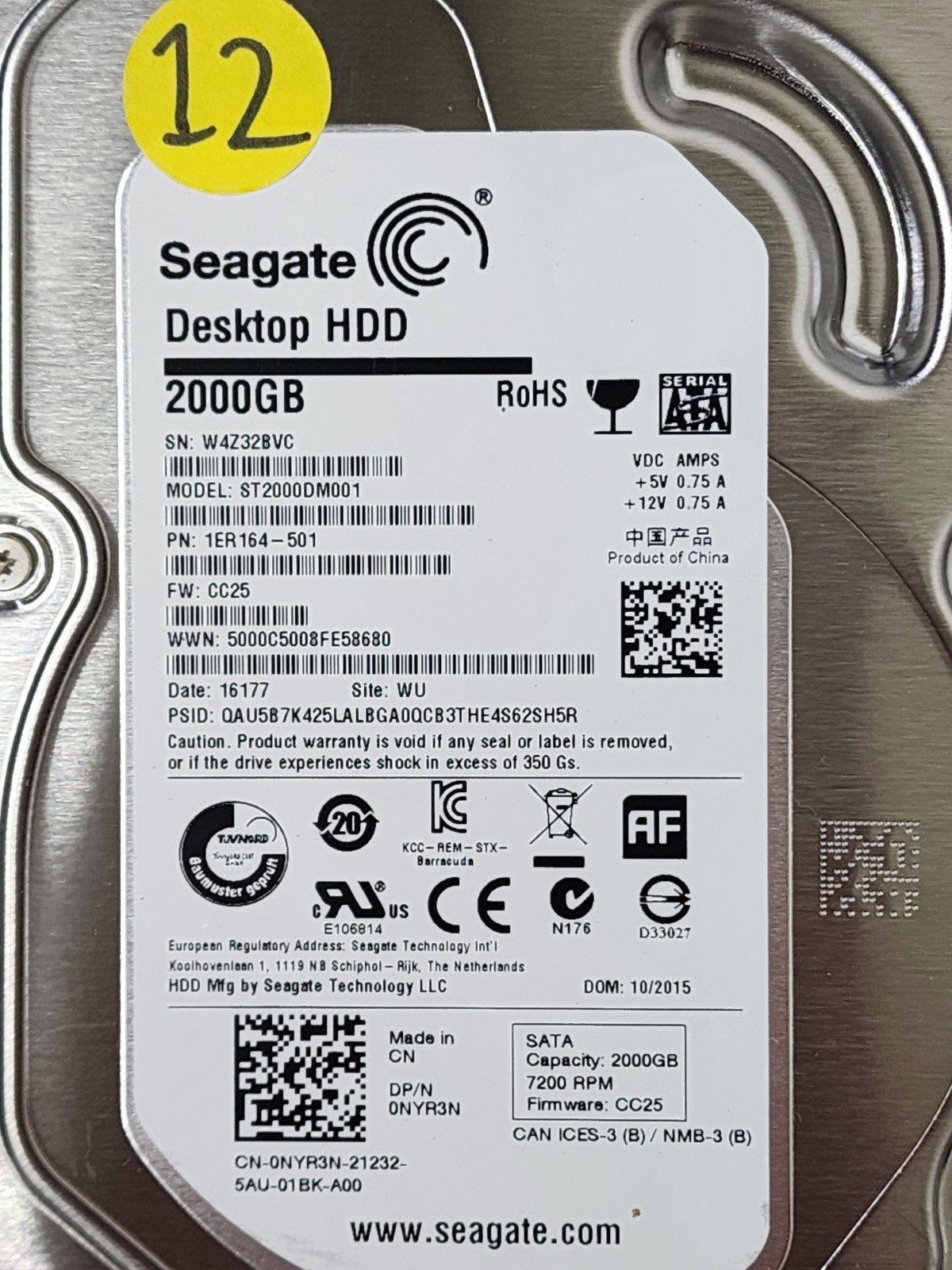 Lot of 16 Seagate/Western Digital 1TB 2TB 4TB 7200RPM SATA 3.5″ Hard Drive HDD