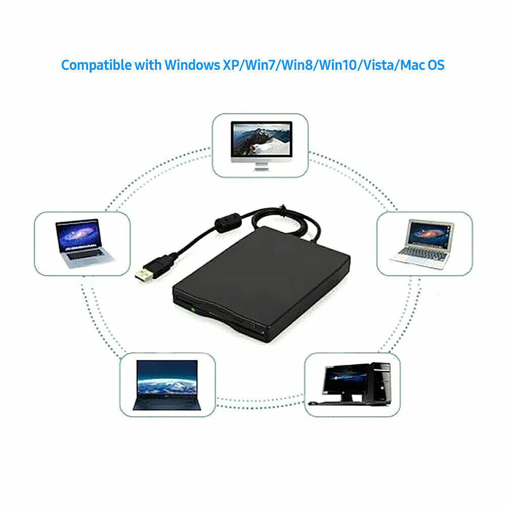 USB 2.0 3.5 inch Portable External Floppy Disk Drive 1.44Mb Reader FDD PC Laptop