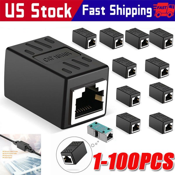 RJ45 Inline Coupler Cat6/Cat5e Ethernet Network Cable Extender Connector lot