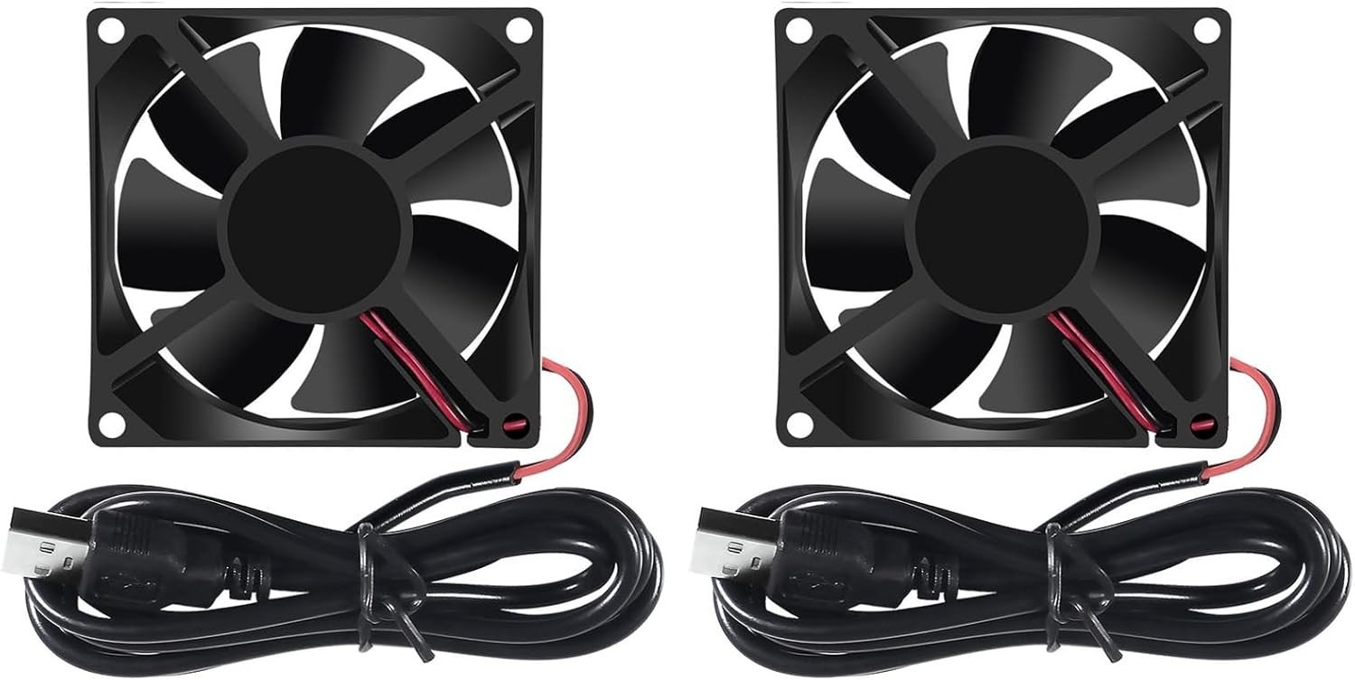 2PCS 80mm Brushless DC 5V USB Cooling Fans – Low Noise & High Performance