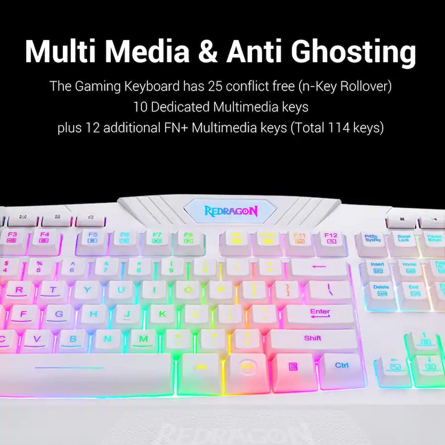REDRAGON S101W Wired RGB Backlit Keyboard and Red Backlit Mouse Combo 3200 DPI