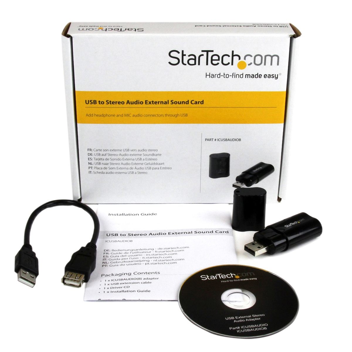 StarTech USB to Stereo Audio Adapter Converter, Black