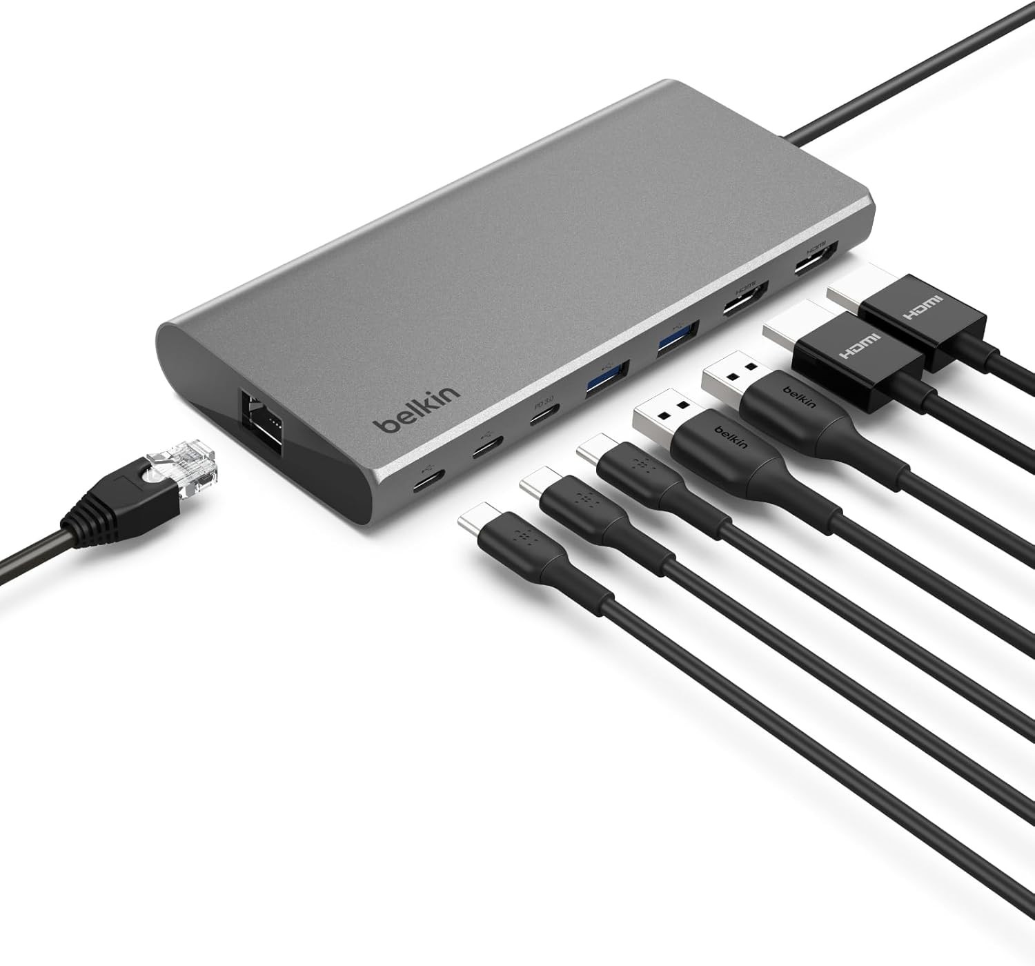 Connect Universal USB-C 8-in-1 Dual Display Core Hub, Silver