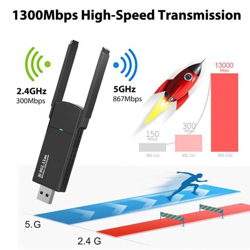 USB 3.0 Wireless WIFI Adapter 1300Mbps Long Range Dongle Dual Band Network lot