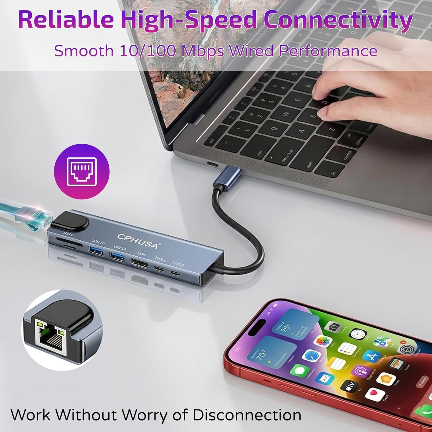 8-in-1 USB C Docking Station, Type C Hub with 4K HDMI Output, Gigabit Ethernet