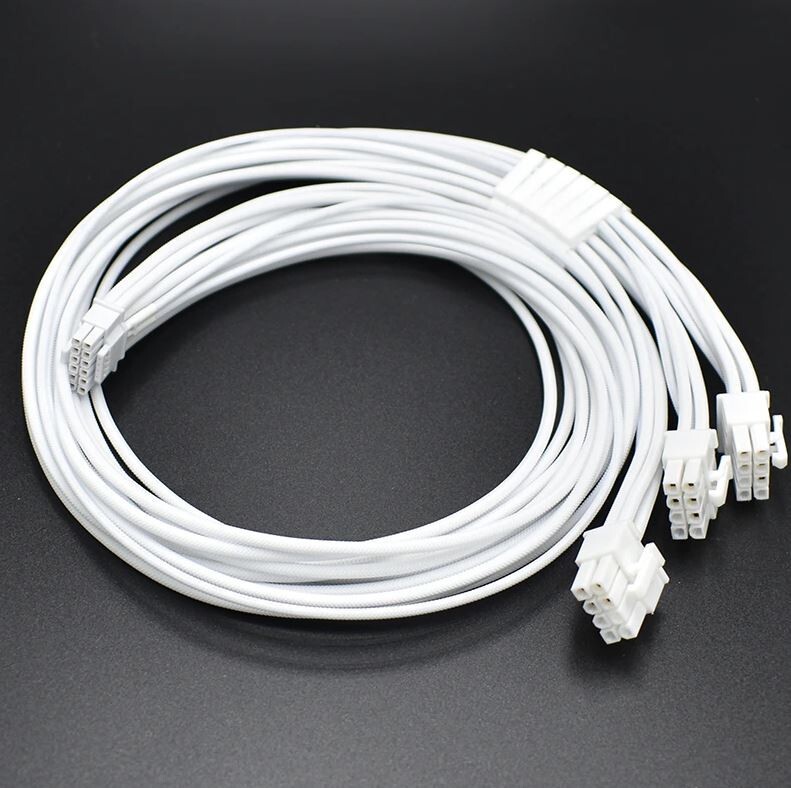 Mod Cables White 30CM/ 12″ Braided 12VHPWR For Corsair PSU Cable Kit 16pin – NEW