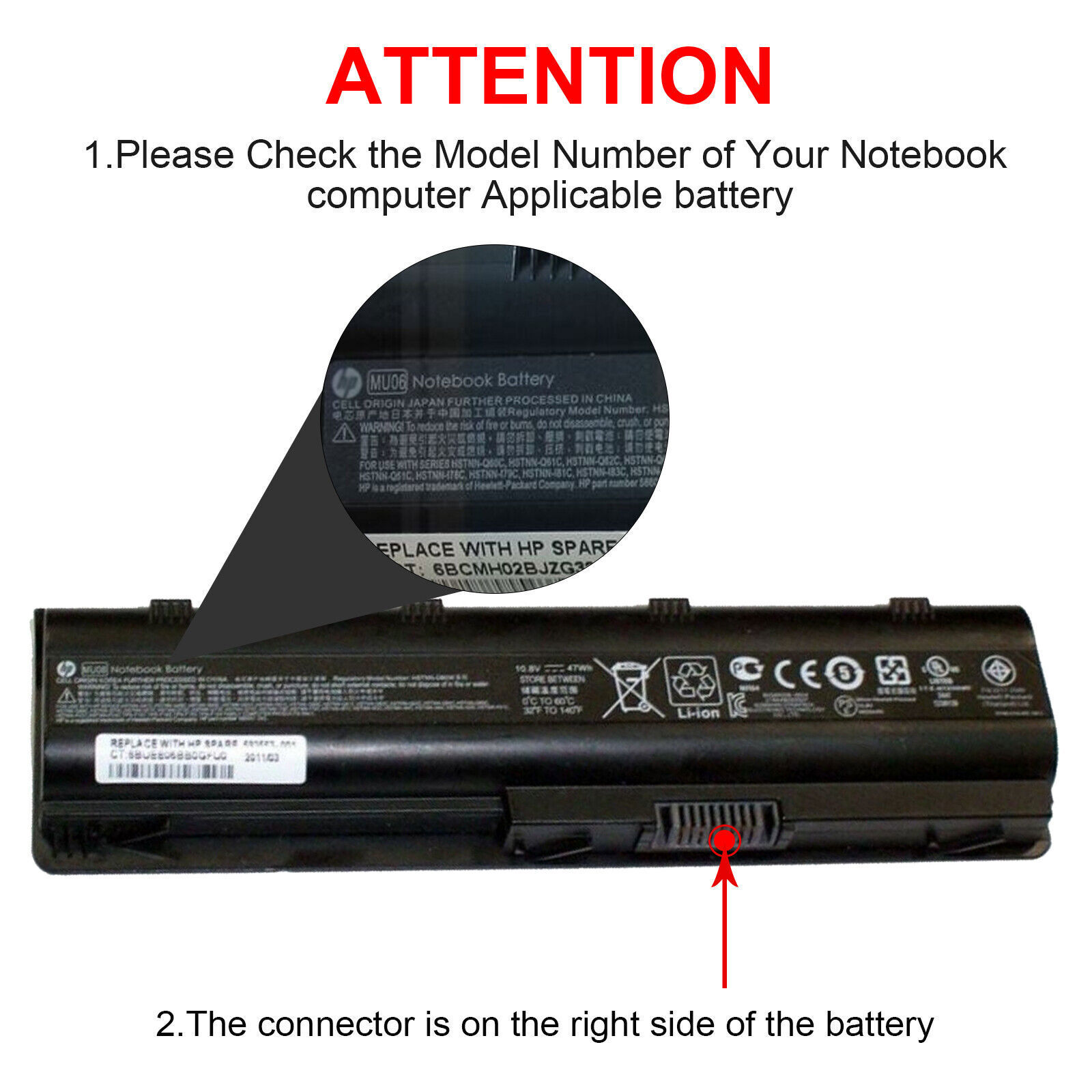 Battery for HP Pavilion dm4 dv3 dv5 dv6 dv7 g4 g6 g7 G62 G56 Series 5200mAh