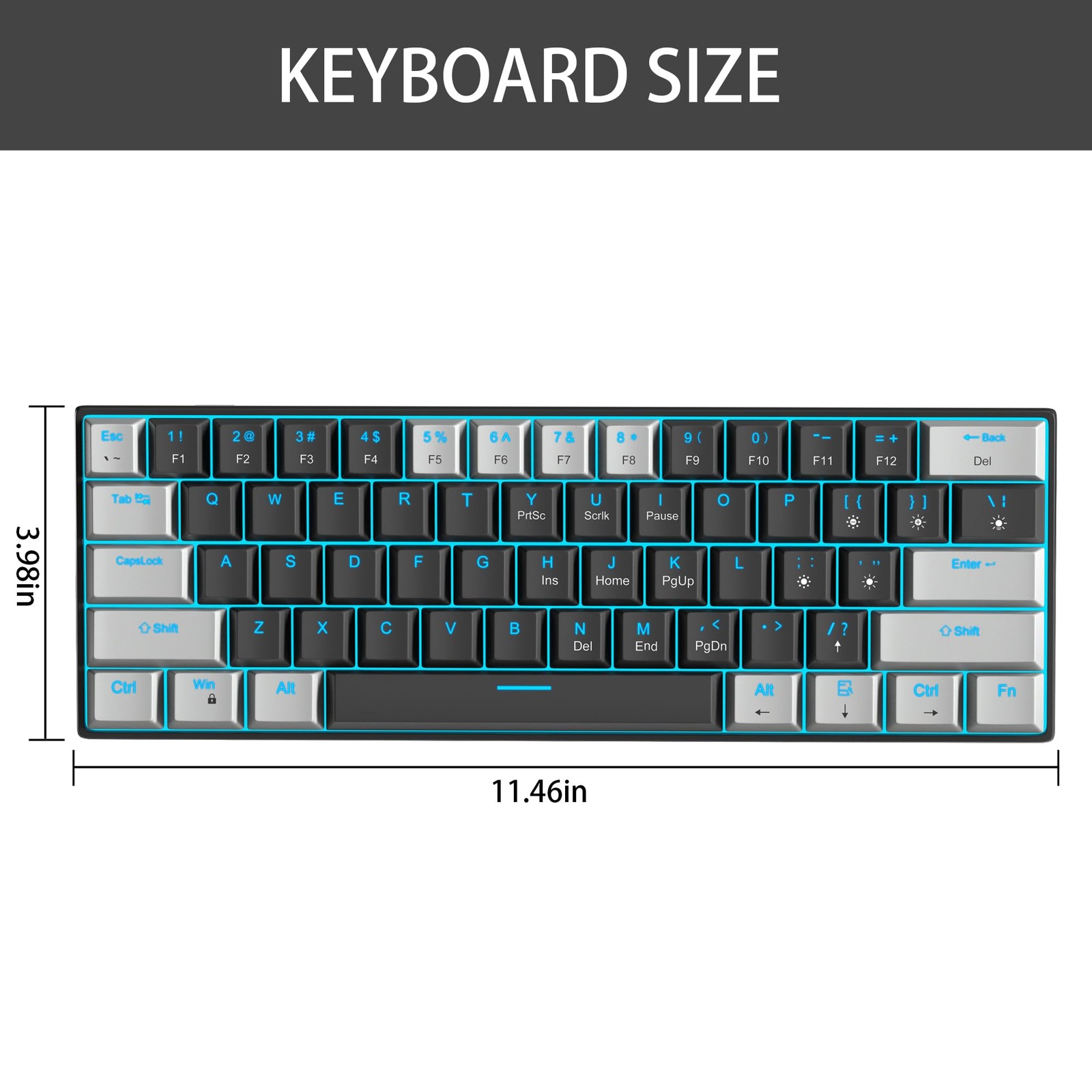 60% Mechanical Gaming Keyboard,Mixed Color Keycaps Gaming Keyboard with Linea…