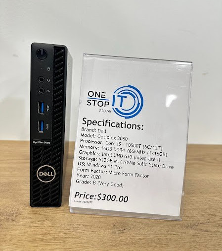 Dell Optiplex 3080 Core i5 10500T 16GB DDR4 Intel UHD 630 512GB SSD 2020