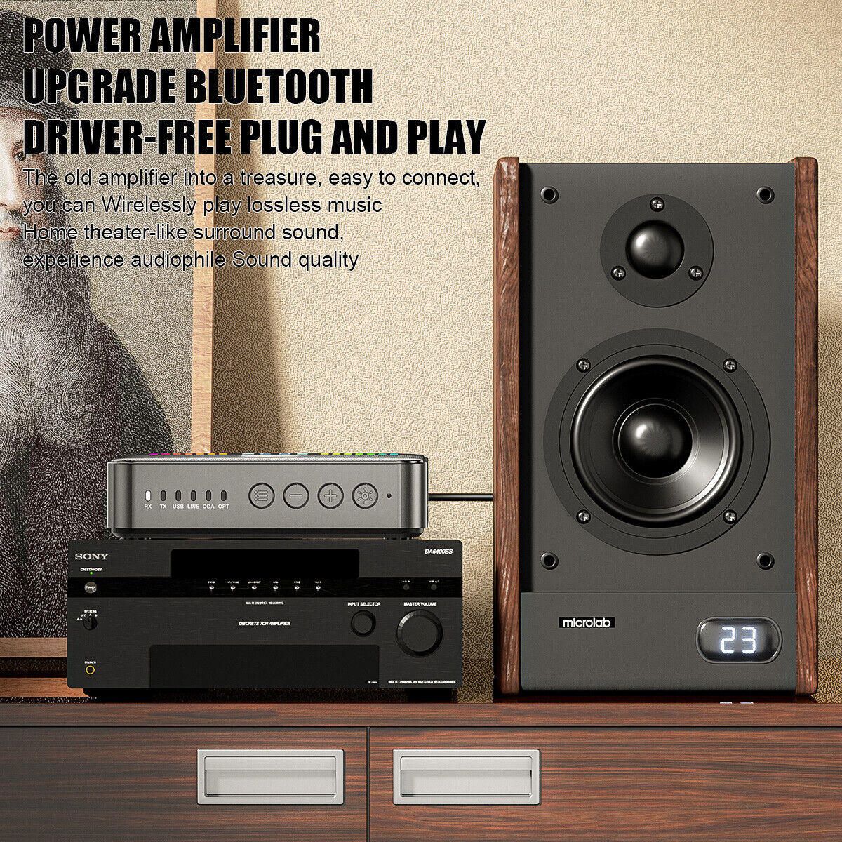 Bluetooth 5.3 Transmitter Receiver 3.5mm AUX RCA TV Home Stereo Audio Adapter