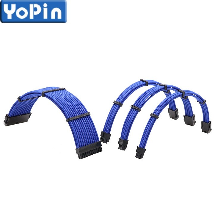 Braided ATX Sleeved Extension Cable for Power Supply 24Pin 6Pin 8Pin 4+4Pin Lot