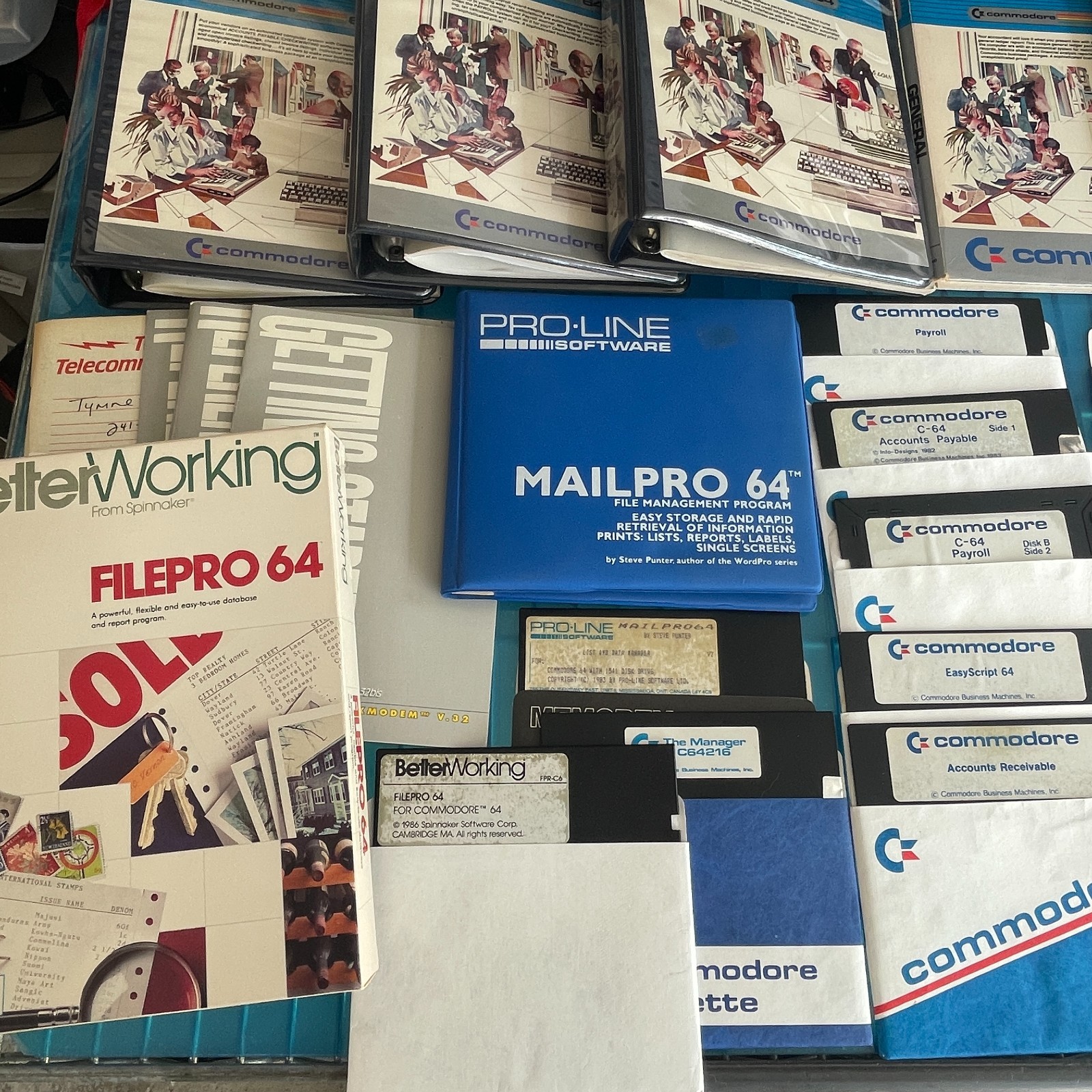 Commodore 64 Business Office Software LOT Floppy Disks Accounting Print FilePro