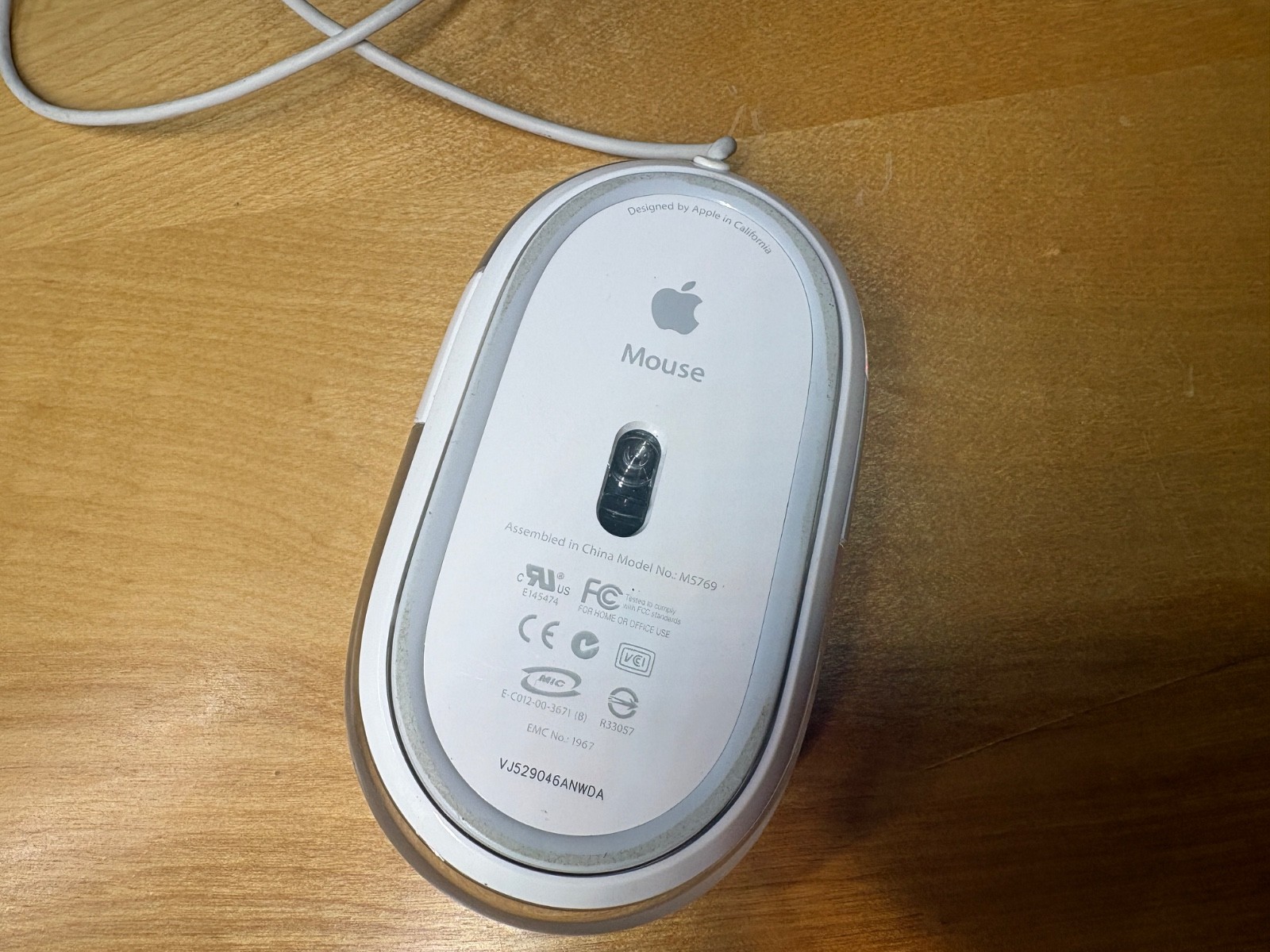 Apple Pro Mouse M5769 Clear / White Wired Optical USB – Cleaned & Tested