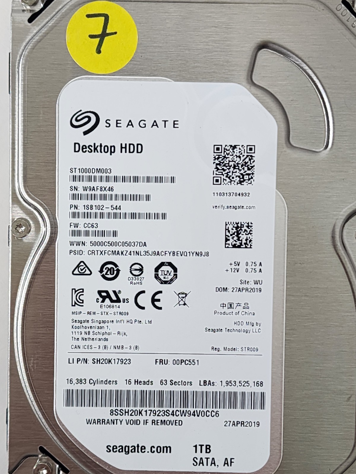 Lot of 16 Seagate/Western Digital 1TB 2TB 4TB 7200RPM SATA 3.5″ Hard Drive HDD