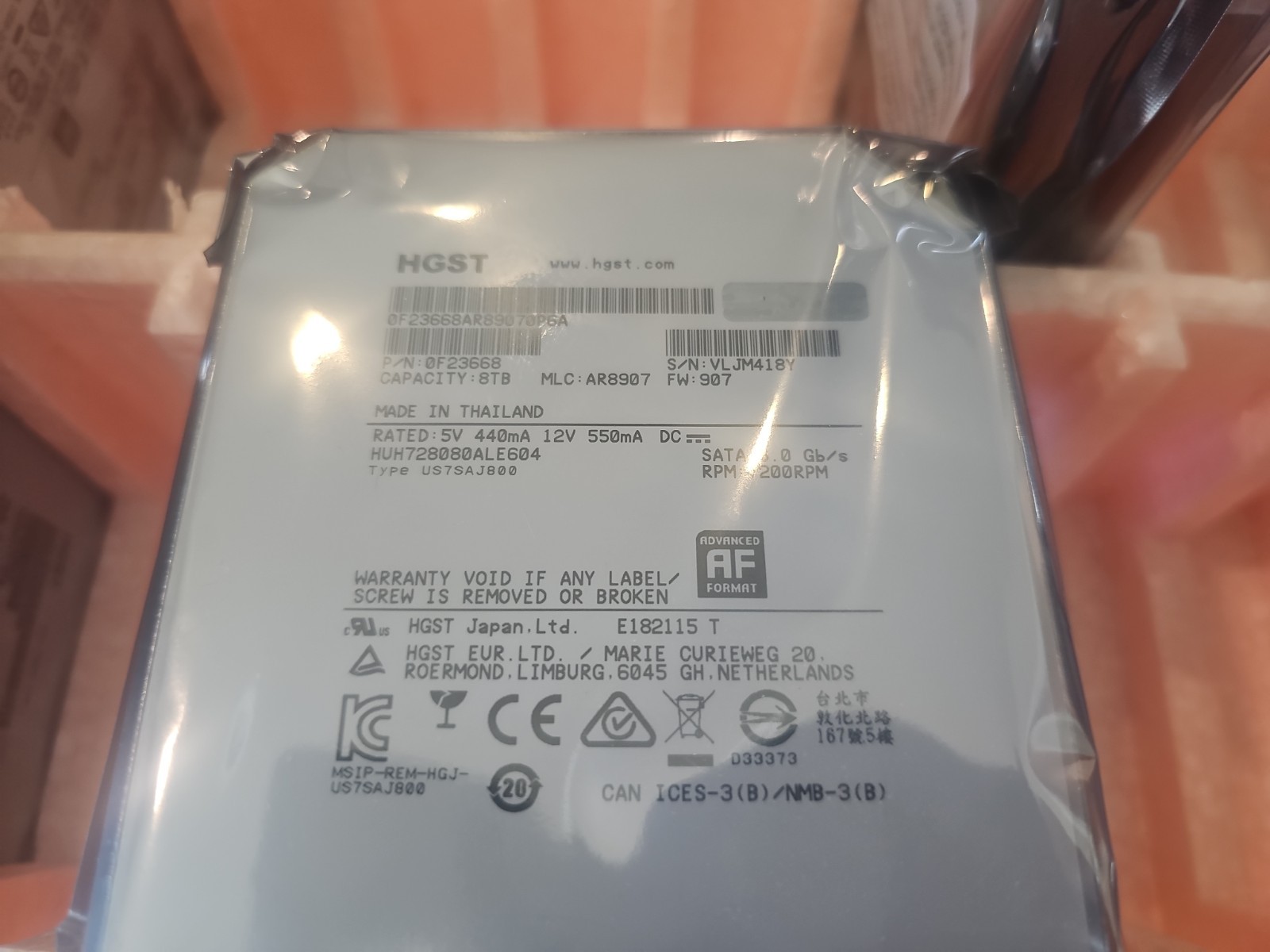 HGST Ultrastar HUH728080ALE604 (0F23668) 8TB 7200RPM SATA 6Gb/s 3.5″ Hard Drive