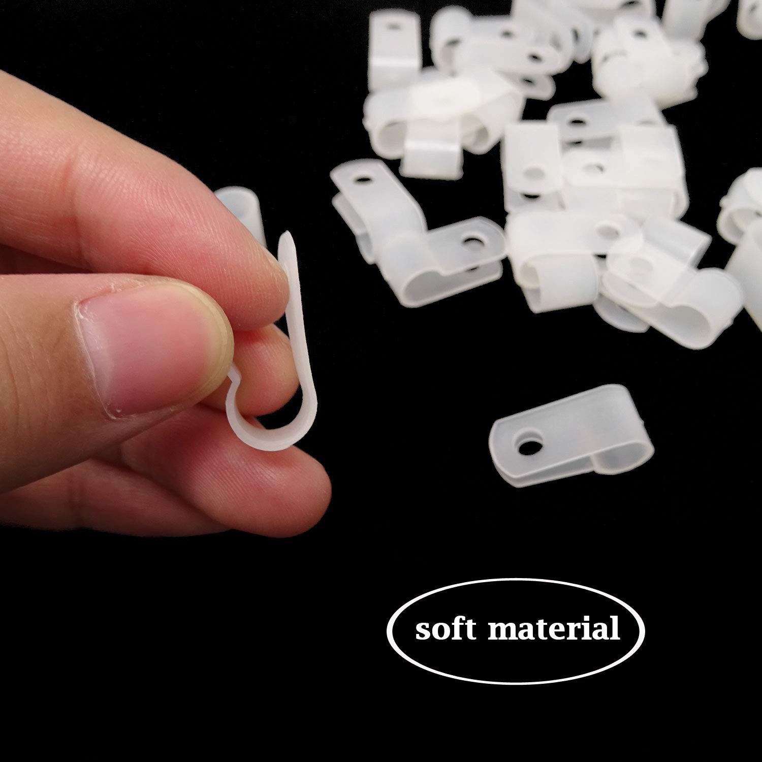100PCS 1/4 Inch White Nylon R-Type Cable Clamps Wire Clamps Wire Clips for Wire
