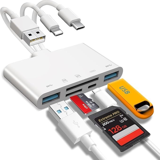(2) 5 in 1 Memory Card Reader USB 3.0 OTG Adapter SD Card Reader For iPhone/iPad