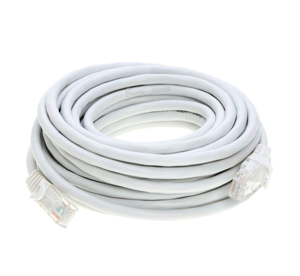 CAT5 Ethernet Patch Cord RJ-45 LAN Network Internet Cable White 25FT – 200FT LOT