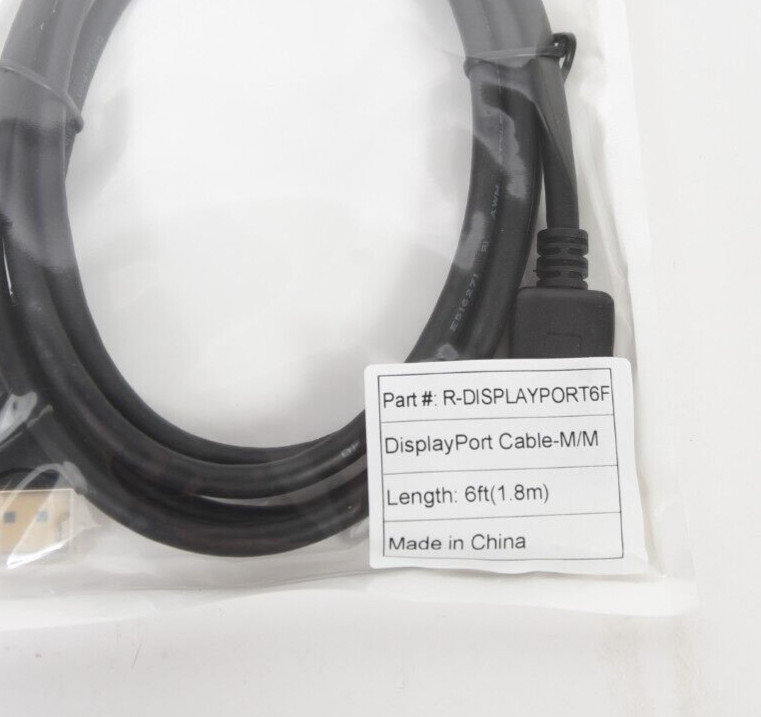 Lot of 5 AddOn DISPLAYPORT6F 6ft DisplayPort Male to Male Black Cable
