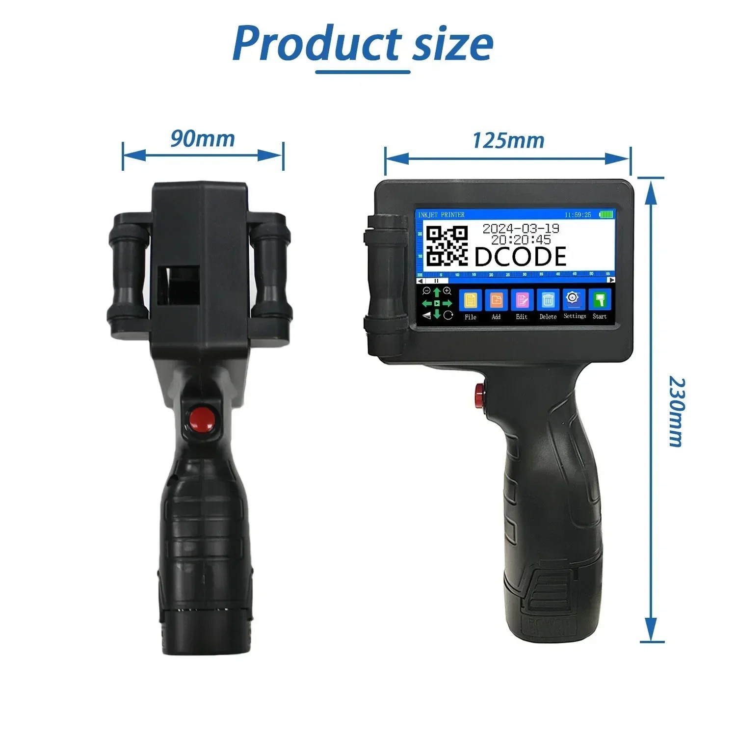 DCODE 1755PLUS 12.7mm Portable Handheld Inkjet Printer Text QR Barcode Machine
