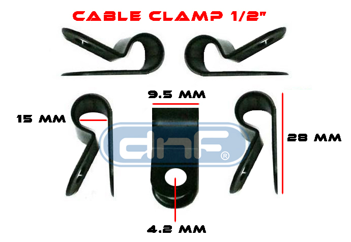 100 PCS PACK 1/2″ Inch R-Type CABLE CLAMPS NYLON BLACK HOSE WIRE ELECTRICAL UV