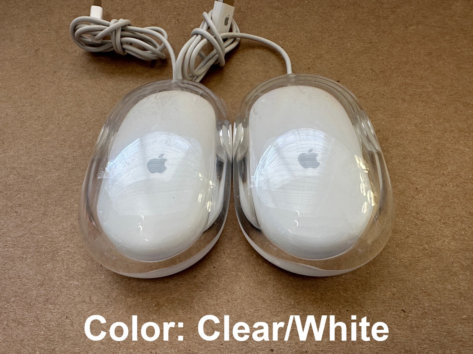 Genuine Apple M5769 Clear/White or Clear/Black USB Optical Pro Mouse – Used