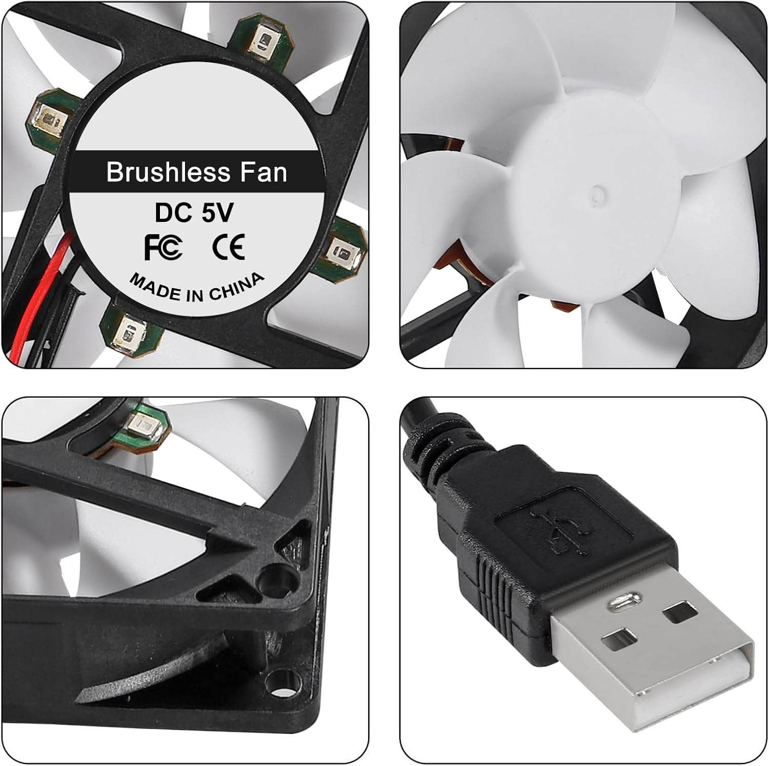 2Pcs 80Mm/3.15Inch DC 5V Computer Case Fan 80X80X25Mm USB 8025 Blue LED Power Co