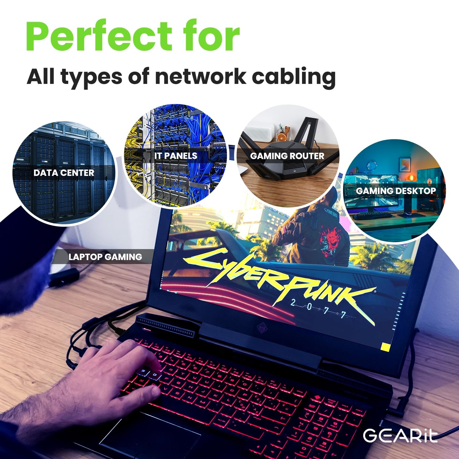 Black Cat 6 Ethernet Cable 5 FT 5 PCS RJ45 LAN Patch 10Gbps Snagless Connector