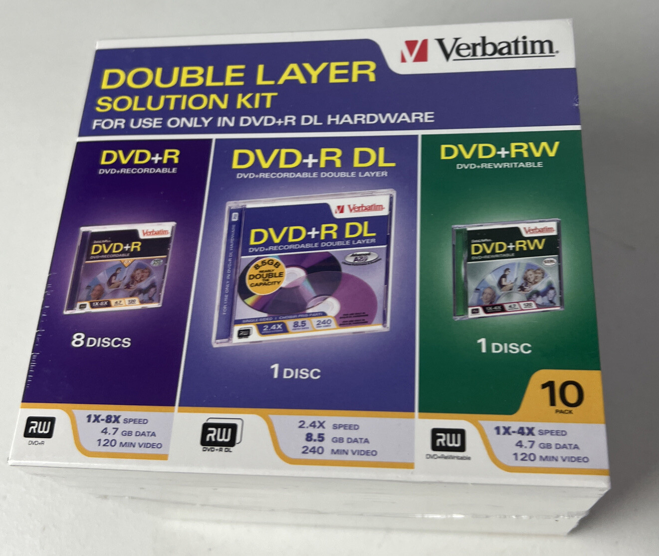 NEW Verbatim DVD+R Double Layer Solution Kit 10Pack Media Sealed