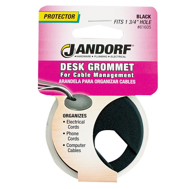 Jandorf 61605 Black Polystyrene Plastic 1-3/4 in. Cutout Hole Computer Grommet
