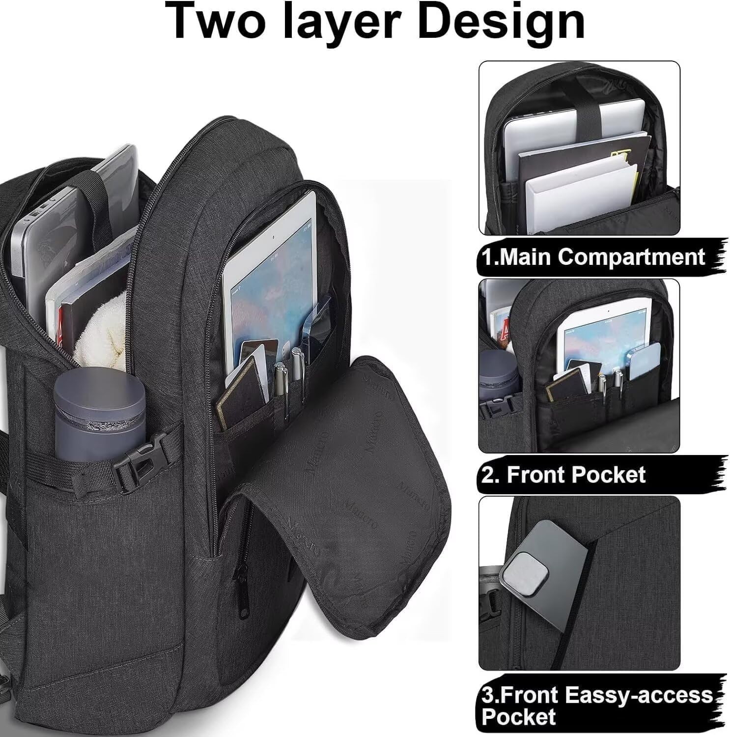 Mancro Business Laptop Backpack Anti Theft Slim Bag Fits 15.6″ Laptop Black NEW