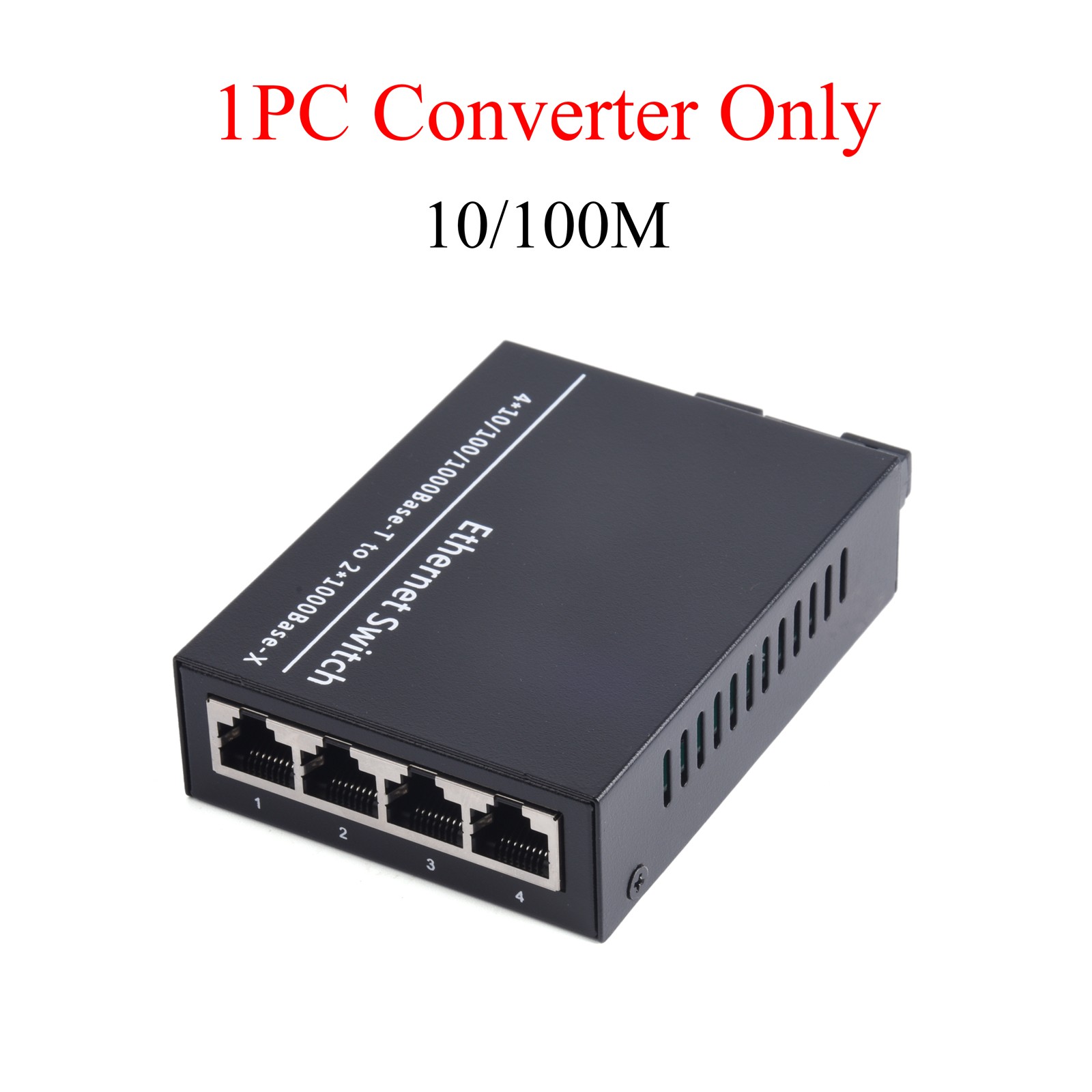 Gigabit Fiber Converter Switch 10/100/1000M Single Mode 2 Fiber to 4 RJ45