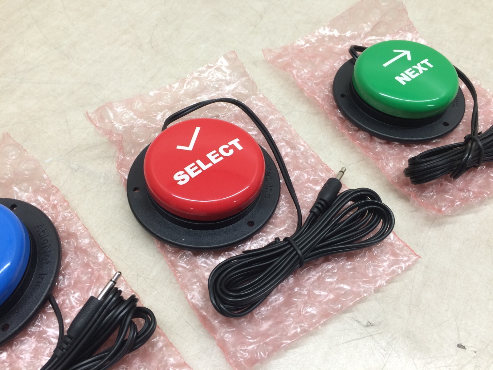 Lot of 3 Ablenet Inc Jelly Bean Switch RED GREEN BLUE Buttons Next Back Select
