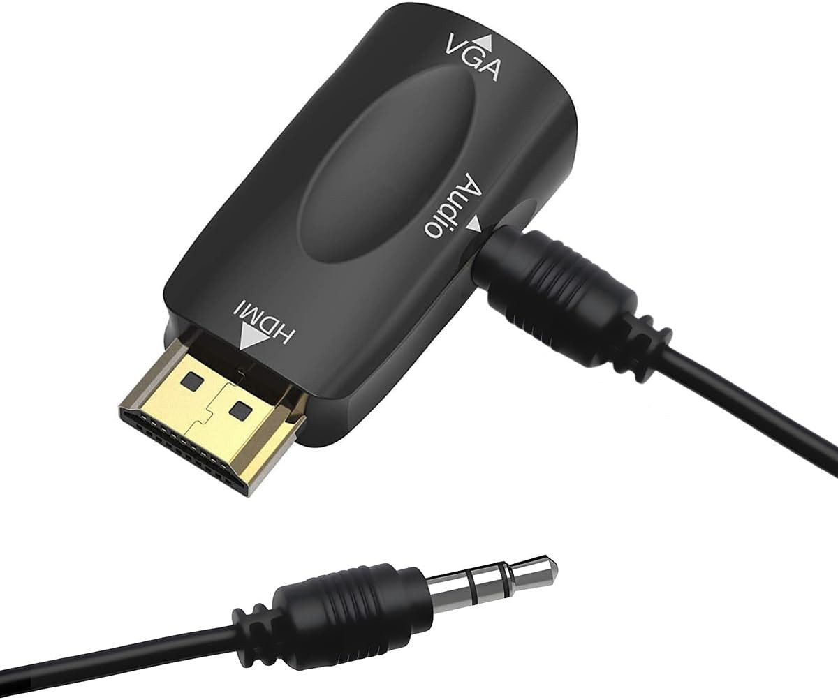 HDMI to VGA Adapter Converter with 3.5Mm Audio Jack Cable for Older