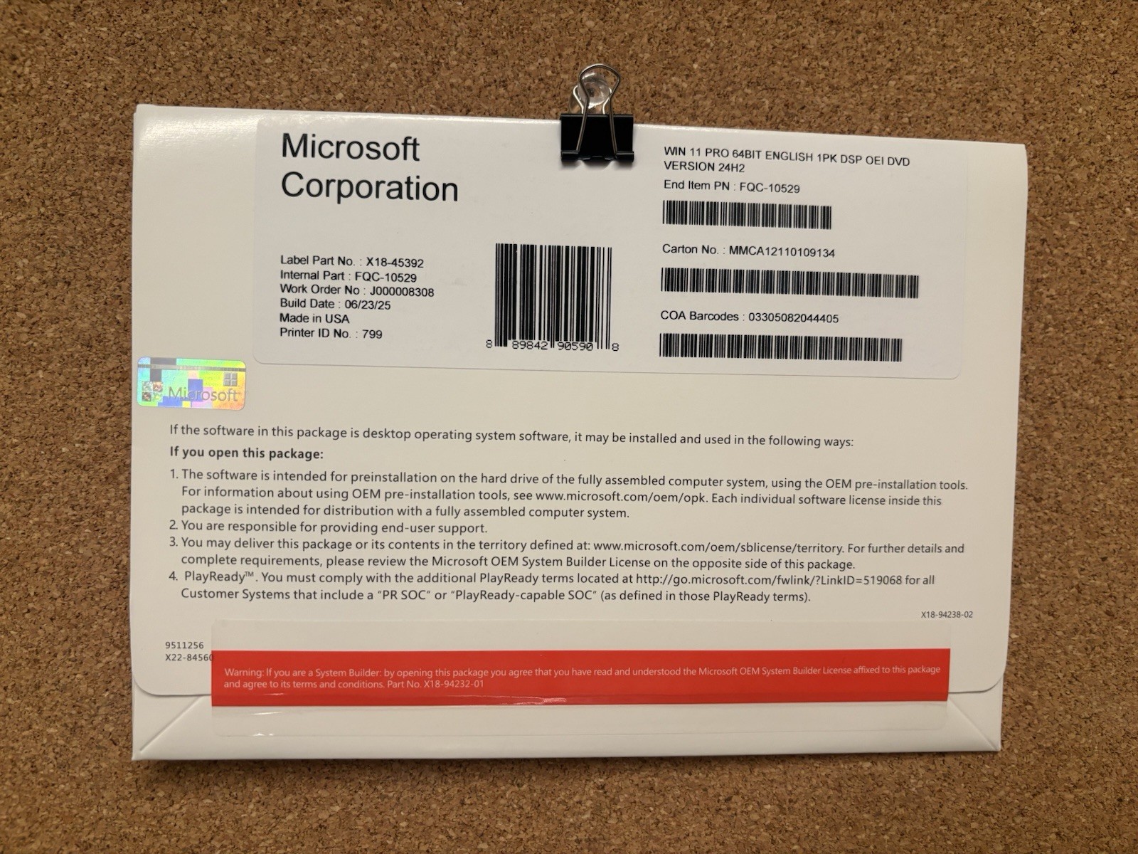 Microsoft Windows 11 Pro 64 Bit