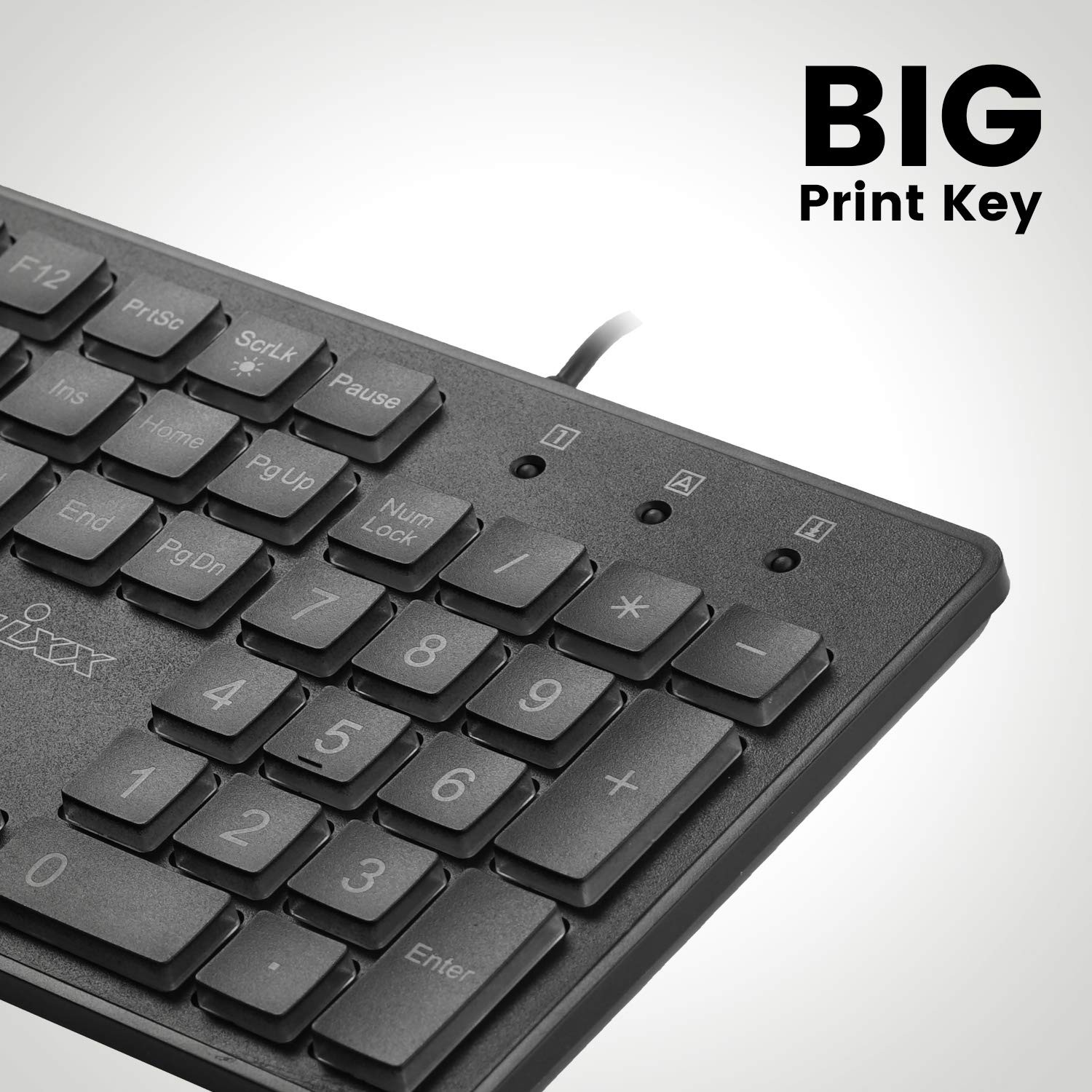 Wired USB Keyboard Backlit Big Print Letters White LED