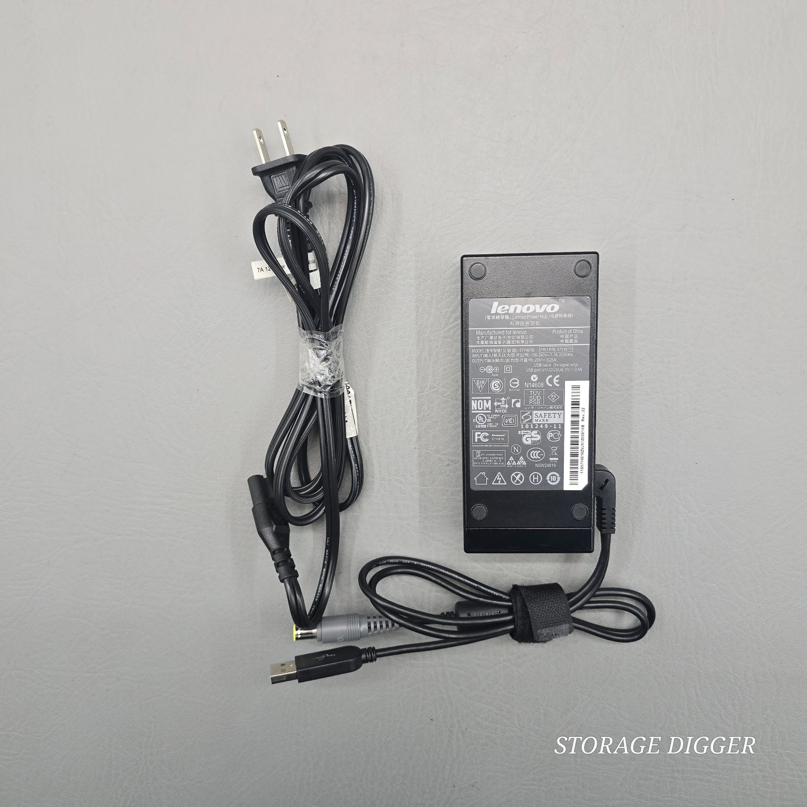 Lenovo 57Y4616 20V 3.25A Black Power Hub Adapter, USB Cable, Made in China