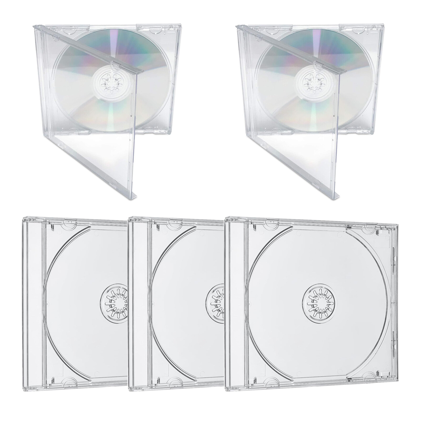 5x Standard CD Jewel Case Single 1-Disc Case with Tray 10.4mm Clear Protectors