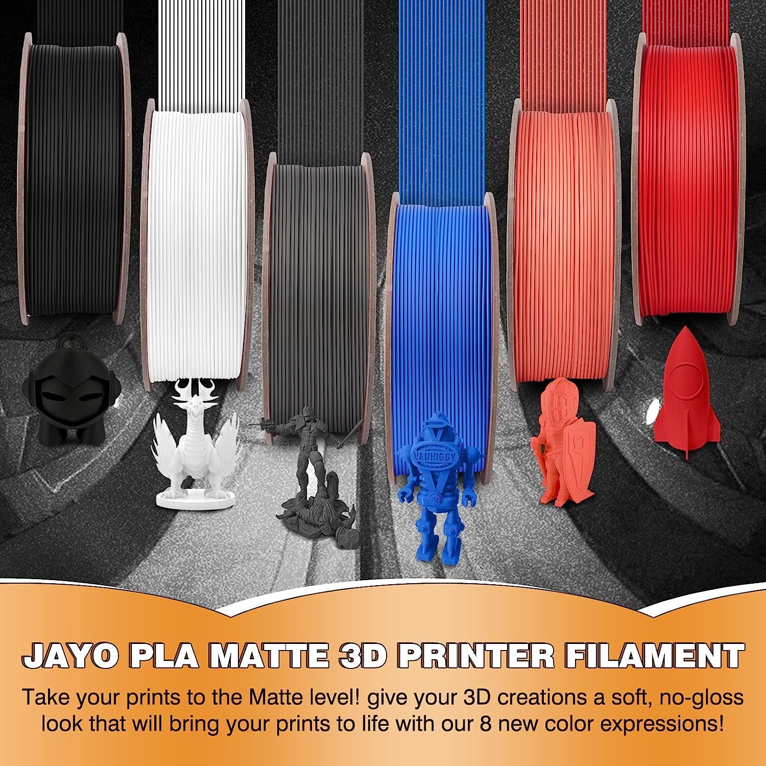 JAYO 50KG PLA Matte Large Spool(11lbs) 3D Printer Filament 1.75mm Matte Black