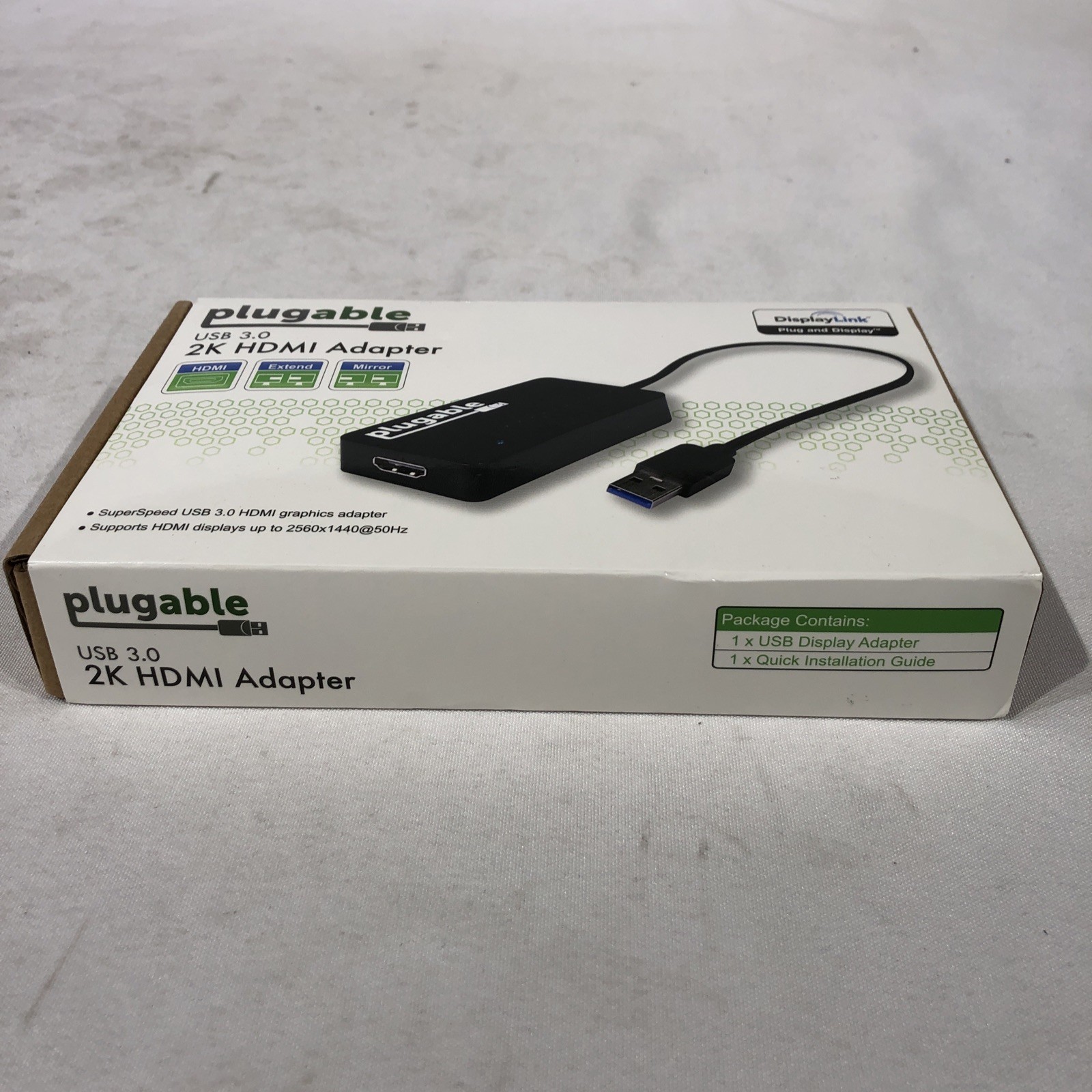Plugable UGA-2KHDMI 12″ USB 3.0 to 2K HDMI Video Graphics Adapter OEM, Open Box