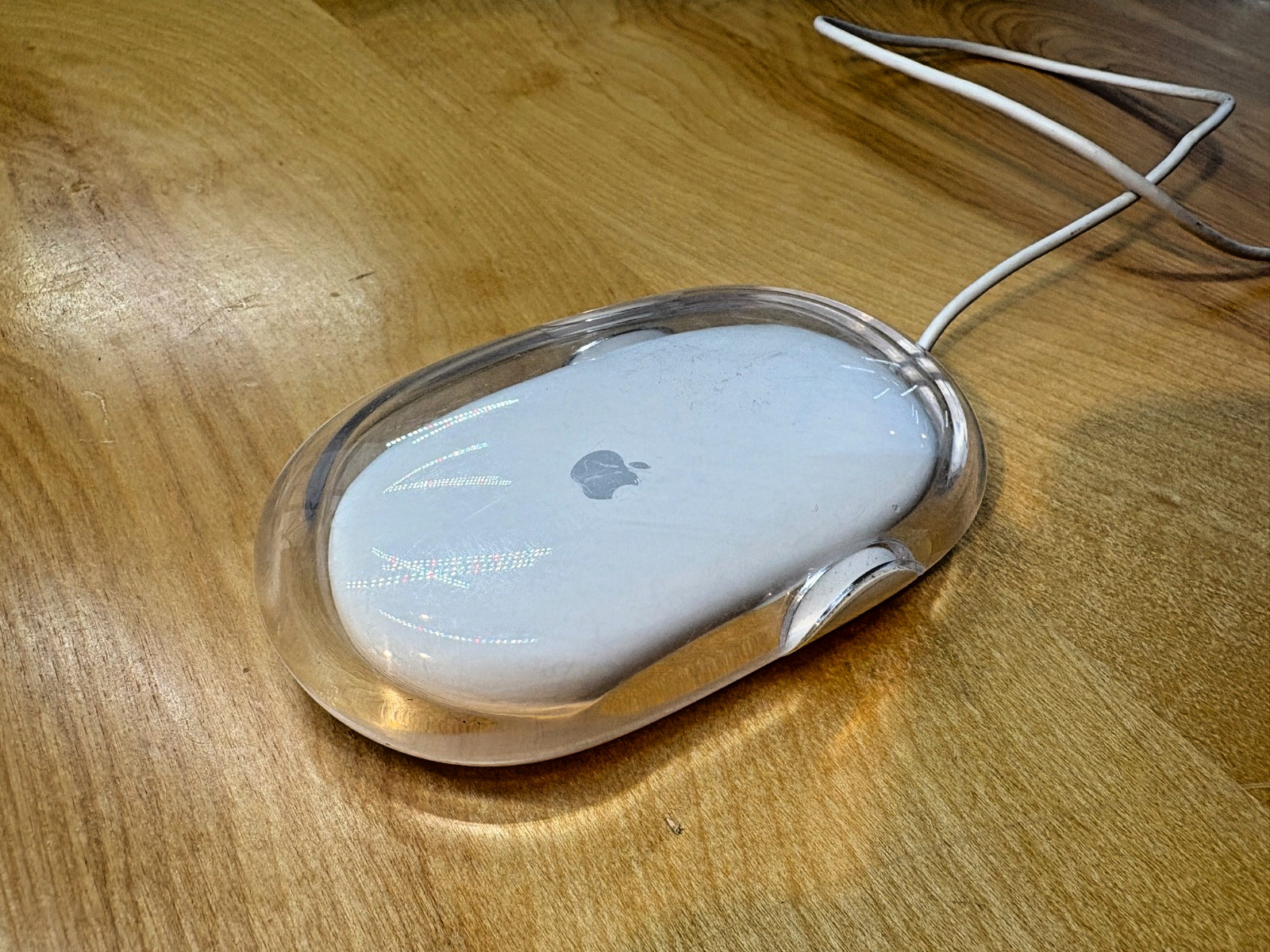 Apple Pro Mouse M5769 Clear / White Wired Optical USB – Cleaned & Tested