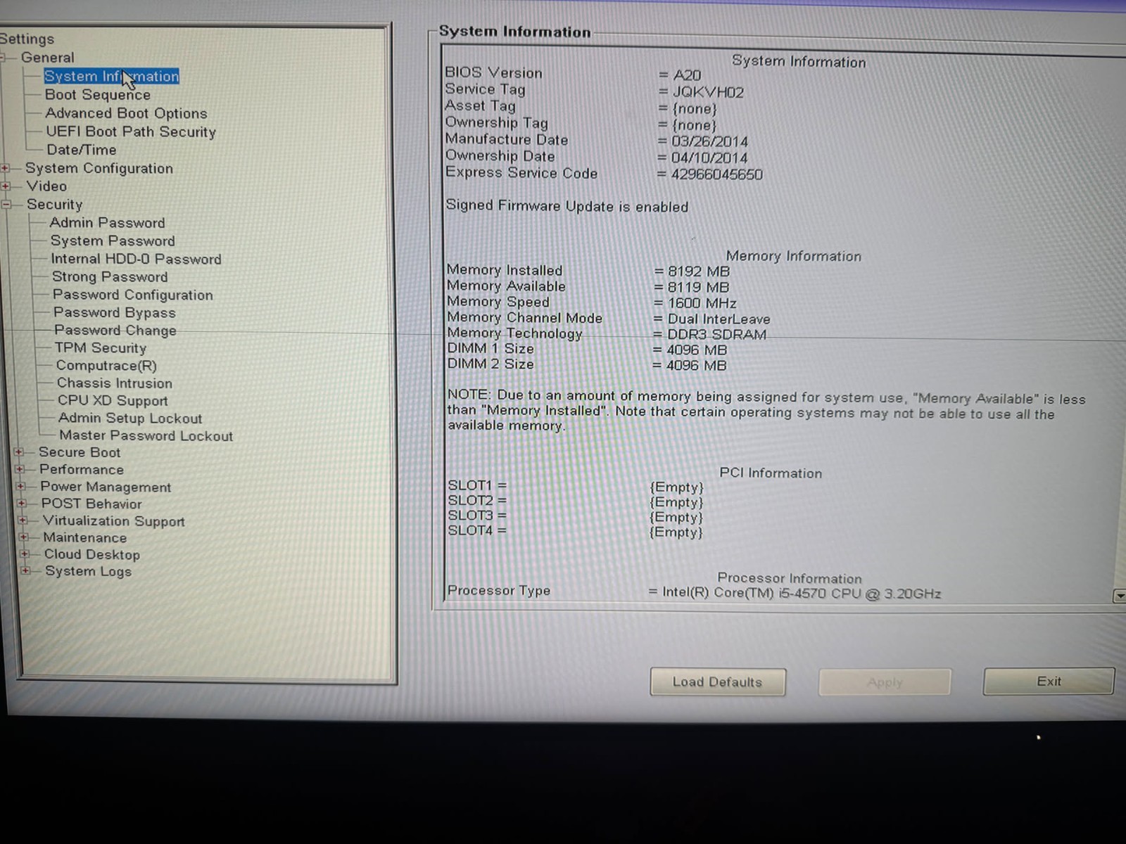 Dell OptiPlex 3020 MT Intel Core i5-4570 3.2GHz 8GB RAM No HDD No OS