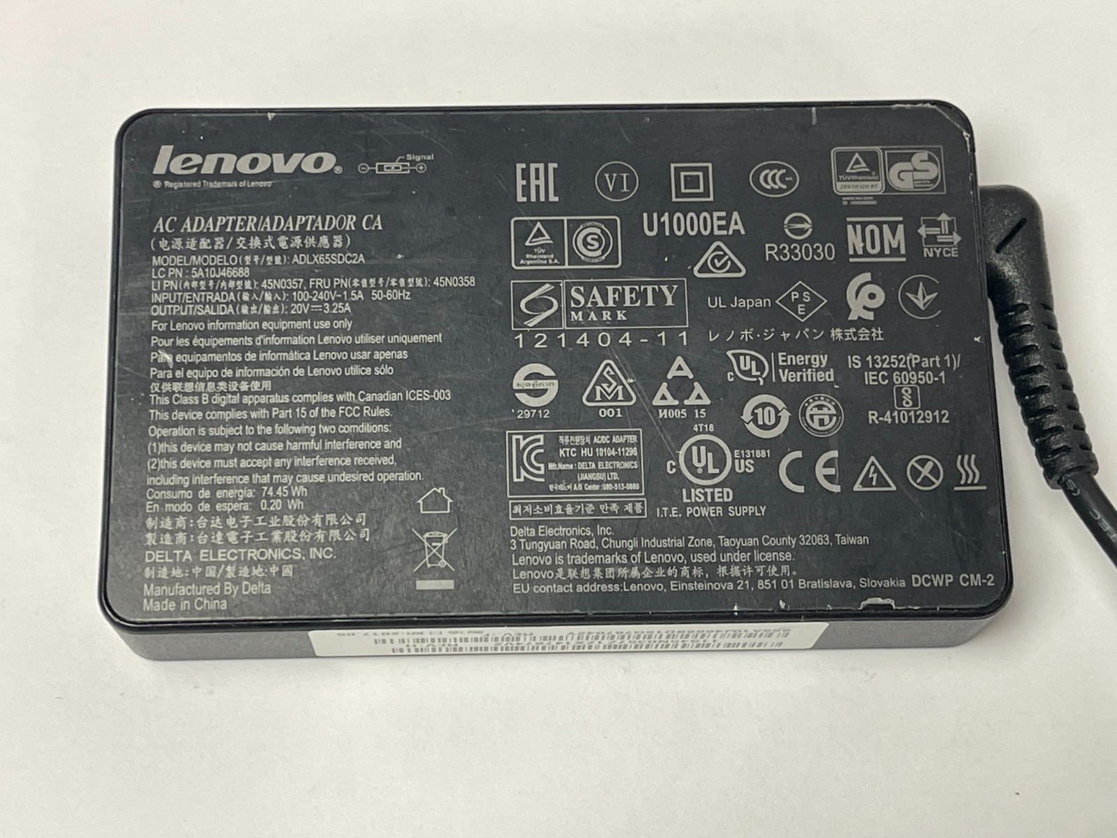11 pcs LOT Genuine Lenovo 65W 20V 45N0357 ADLX65SDC2A AC ADAPTER 20V