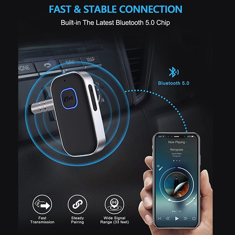 USB Wireless Bluetooth 5.0 Transmitter Receiver 3.5mm 2in1 Audio Adapter Aux Car